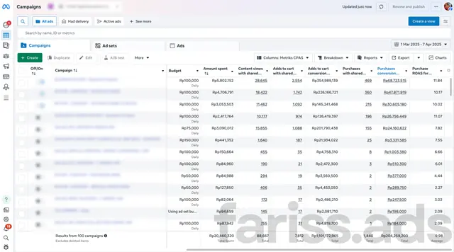 Screenshot dashboard CPAS Shopee, Client 2