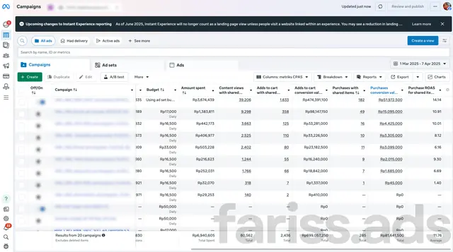Screenshot dashboard CPAS Shopee, Client 6