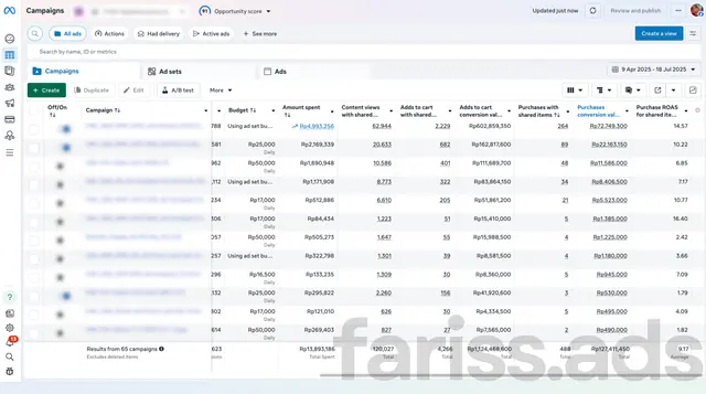 Screenshot dashboard CPAS Shopee, Client 6