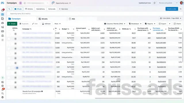 Screenshot dashboard CPAS Shopee, Client 10